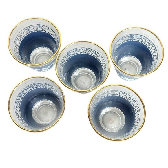 VTG Hazel Atlas Arabian Knights Jasperware Shot Glass Set Of 5 Whiskey Lowball - Picture 9 of 12